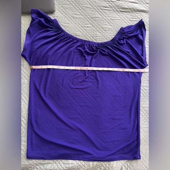 NWT Vintage Express Womens Blouse Small Purple Draped Off Shoulder Going Out Top - Picture 4 of 7